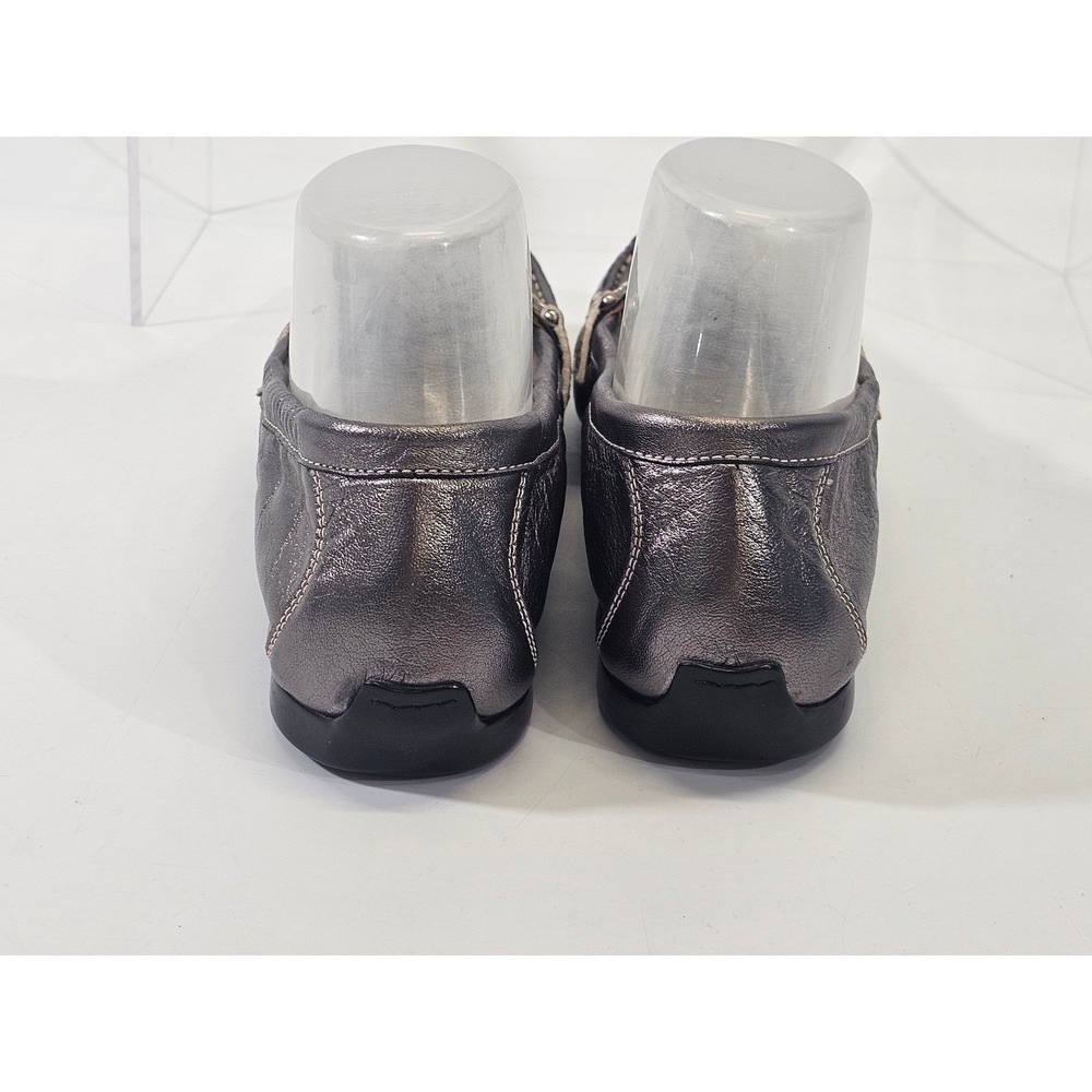 AGL Attilio Giusti Leombruni Metallic Pewter‎ Leather Chain Bit Loafers 37.5 / 7 - Picture 5 of 9